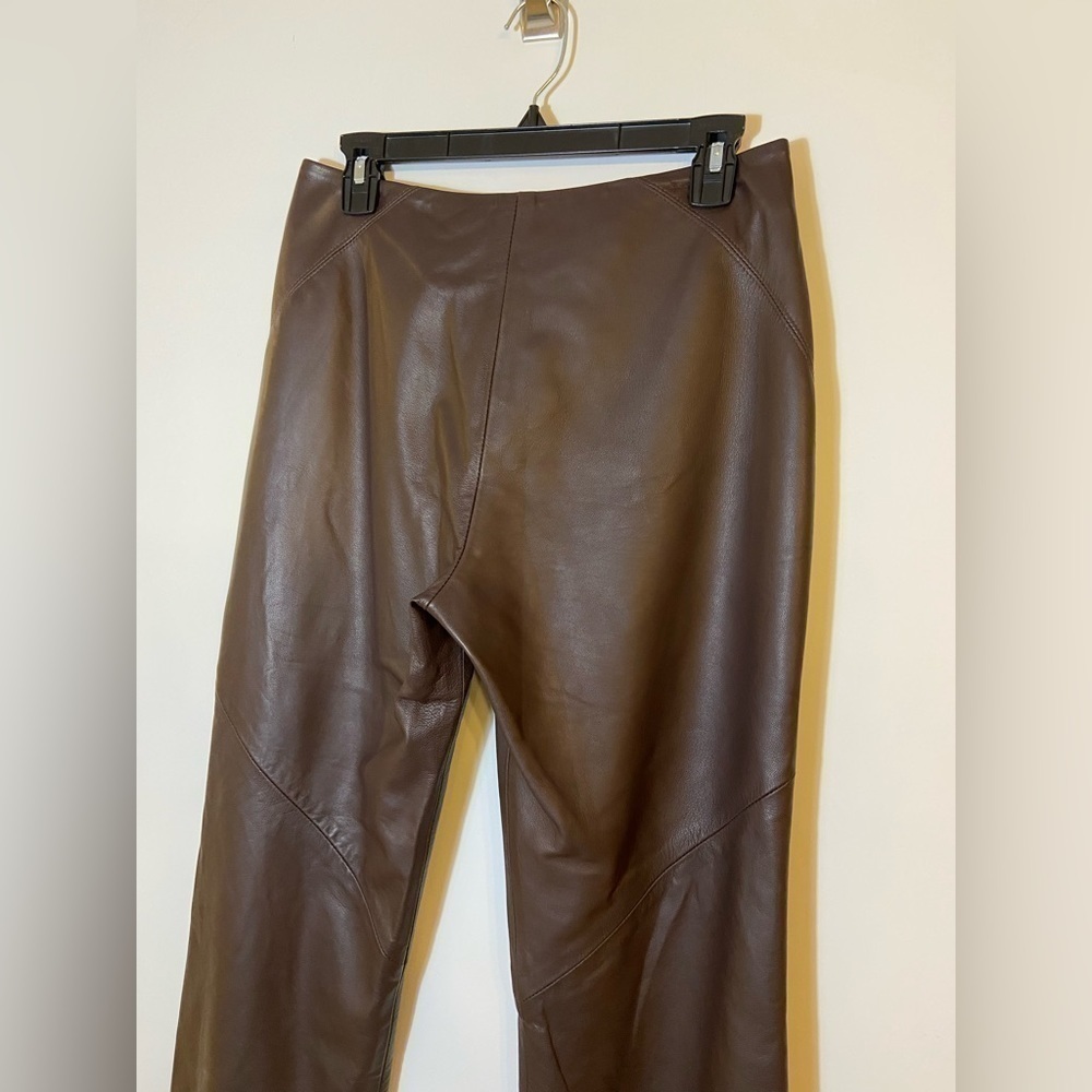 VINTAGE Neto French Laundry Genuine Lambskin Leather High Waisted Bootcut Pant 8 - Picture 5 of 8
